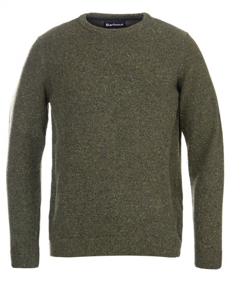 Olive Men Barbour Tisbury Crew Neck Sweater | US-4637YEHFI