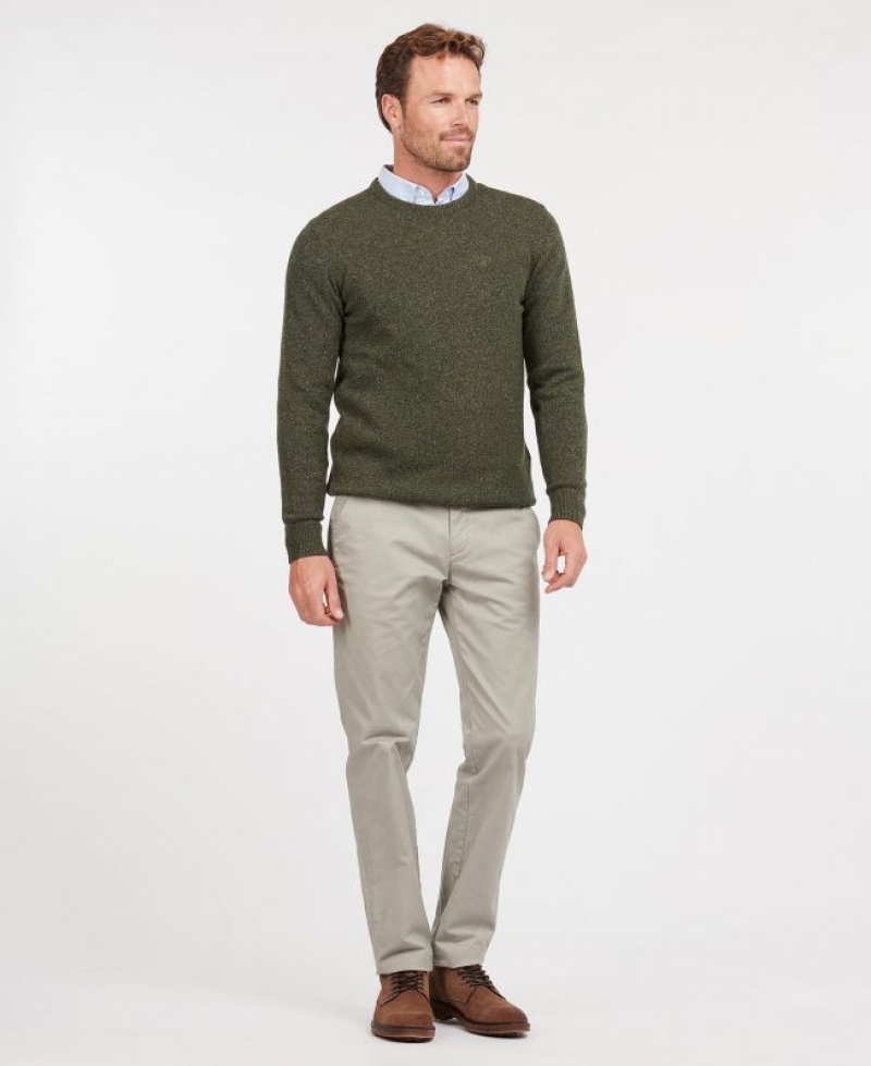 Olive Men Barbour Tisbury Crew Neck Sweater | US-4637YEHFI