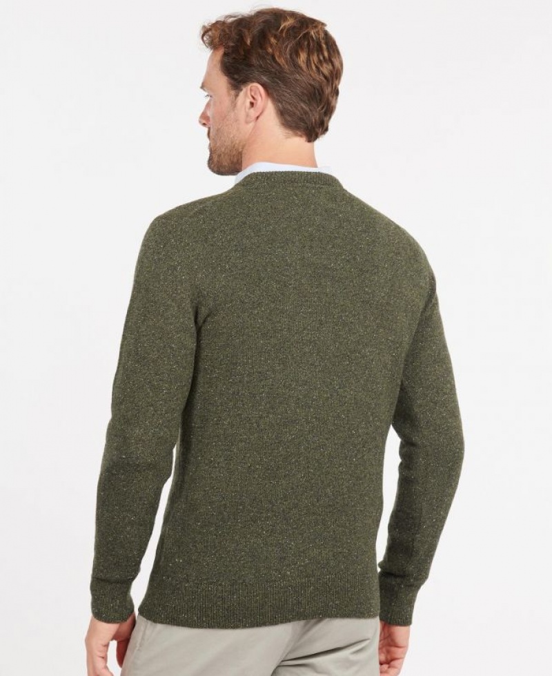 Olive Men Barbour Tisbury Crew Neck Sweater | US-4637YEHFI