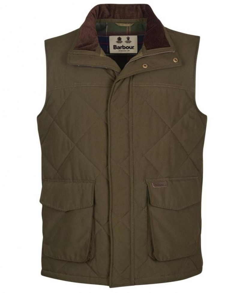 Olive Men Barbour Winterdale Vest | US-8762ZWGNS