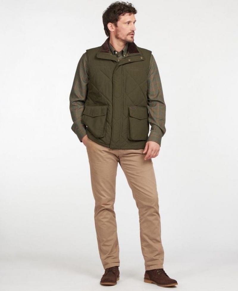 Olive Men Barbour Winterdale Vest | US-8762ZWGNS