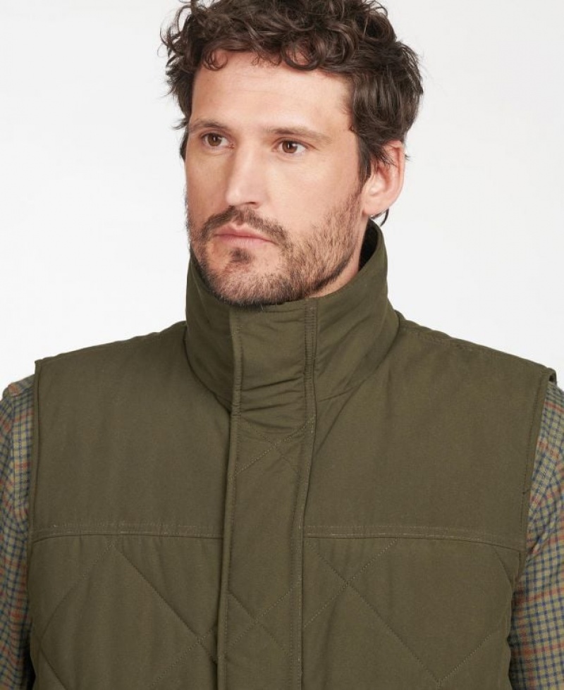 Olive Men Barbour Winterdale Vest | US-8762ZWGNS