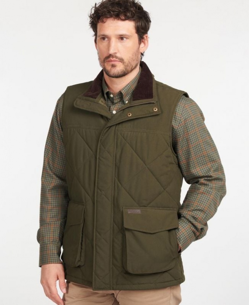 Olive Men Barbour Winterdale Vest | US-8762ZWGNS