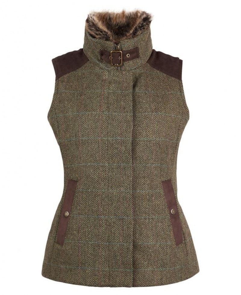 Olive Women Barbour Alder Wool Vest | US-5901ELBXK