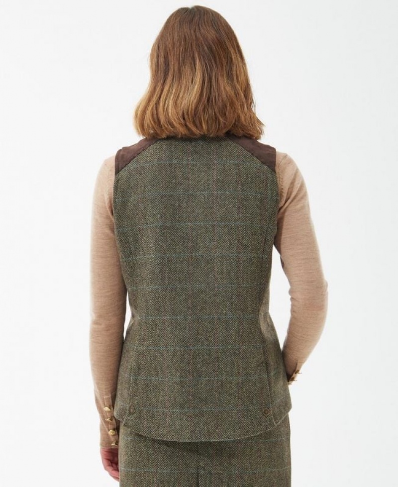 Olive Women Barbour Alder Wool Vest | US-5901ELBXK