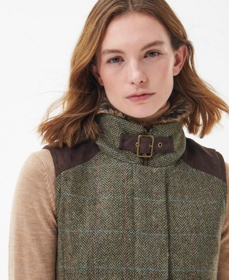 Olive Women Barbour Alder Wool Vest | US-5901ELBXK