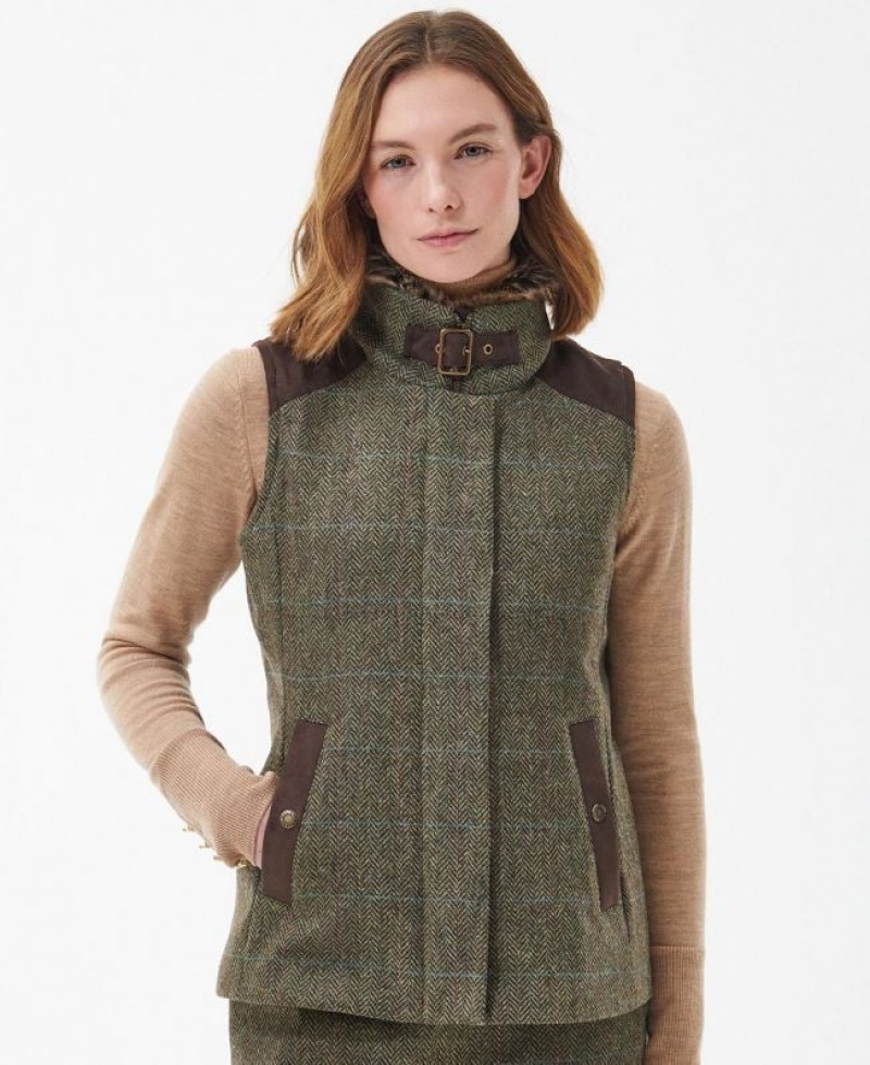 Olive Women Barbour Alder Wool Vest | US-5901ELBXK