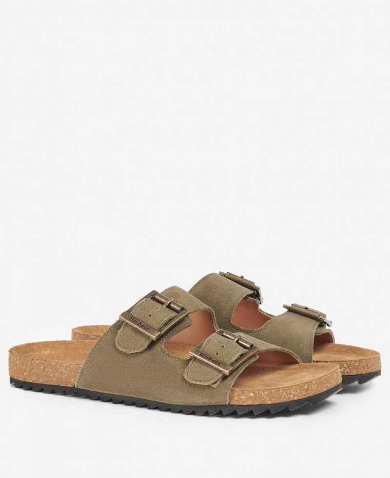 Olive Women Barbour Allegra Two Strap Sandals | US-7320YDNMC