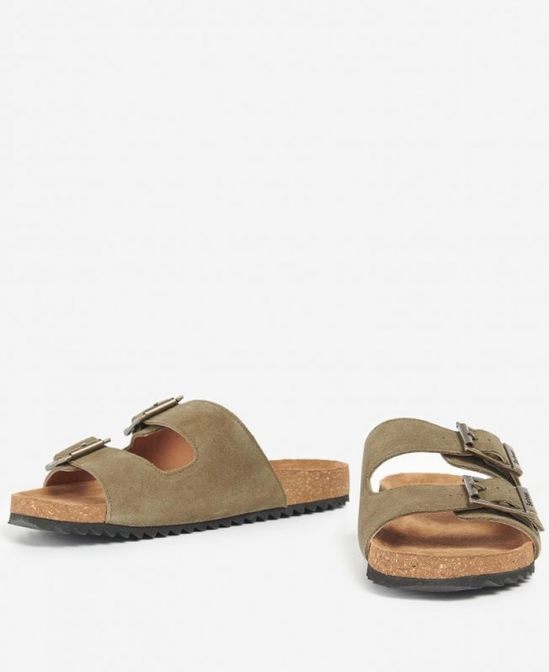 Olive Women Barbour Allegra Two Strap Sandals | US-7320YDNMC