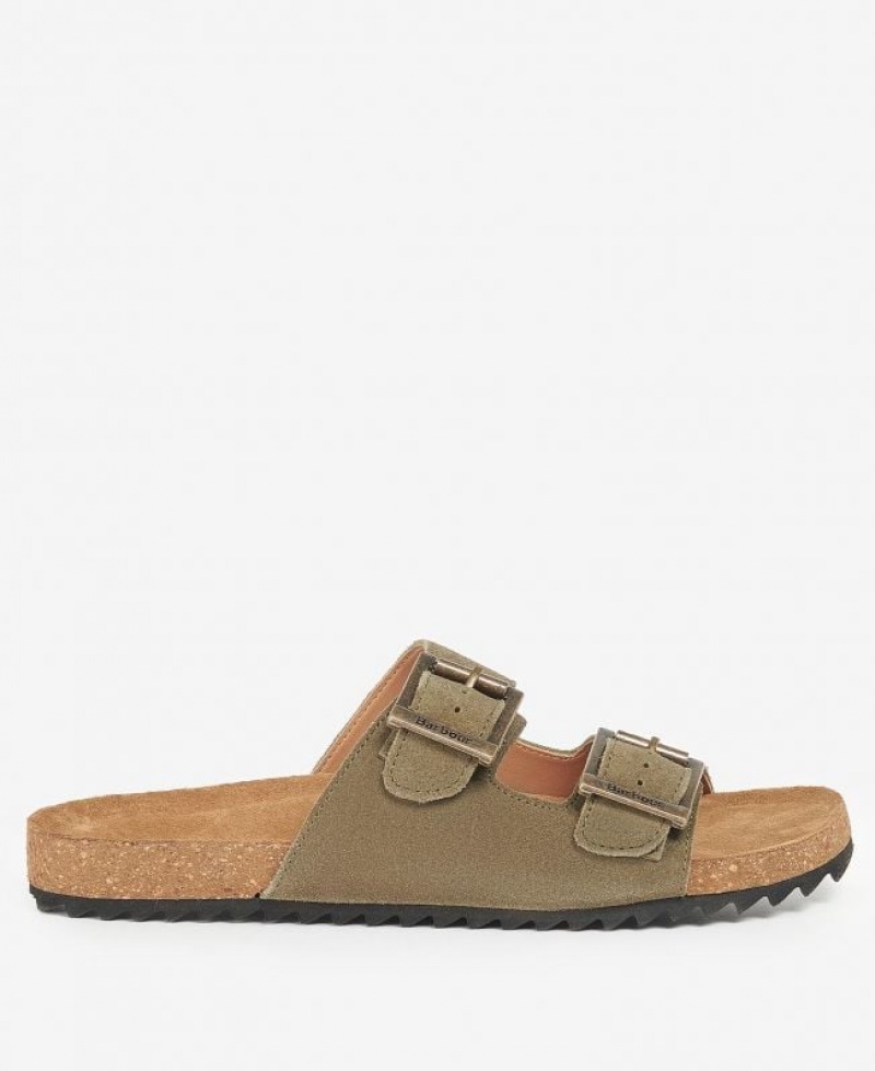 Olive Women Barbour Allegra Two Strap Sandals | US-7320YDNMC