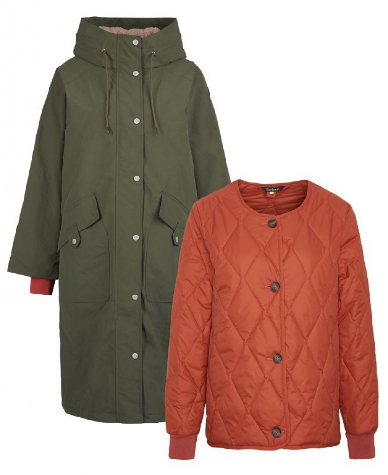 Olive Women Barbour Arran Rain Jacket | US-5643HNOVG