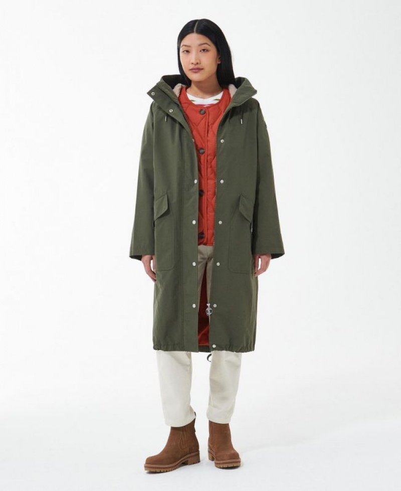 Olive Women Barbour Arran Rain Jacket | US-5643HNOVG