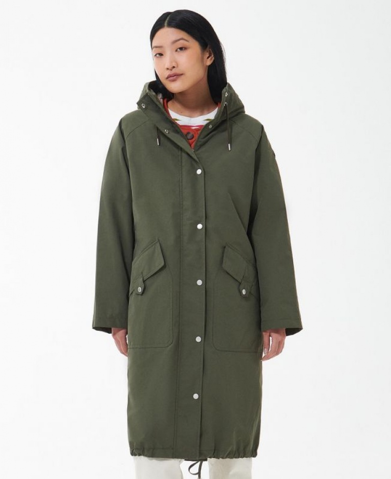 Olive Women Barbour Arran Rain Jacket | US-5643HNOVG