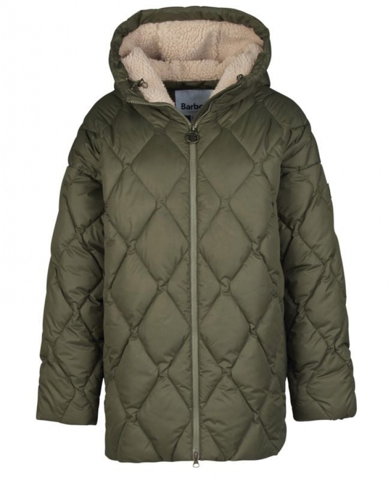 Olive Women Barbour Aster Quilted Jacket | US-1698GBTWP