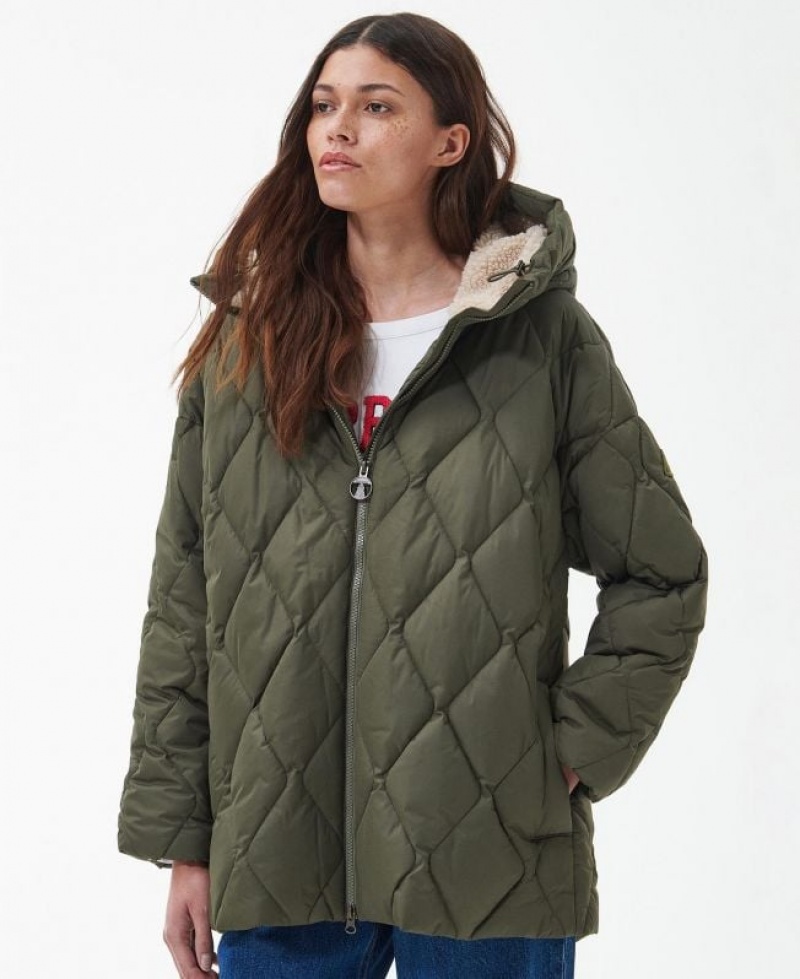 Olive Women Barbour Aster Quilted Jacket | US-1698GBTWP