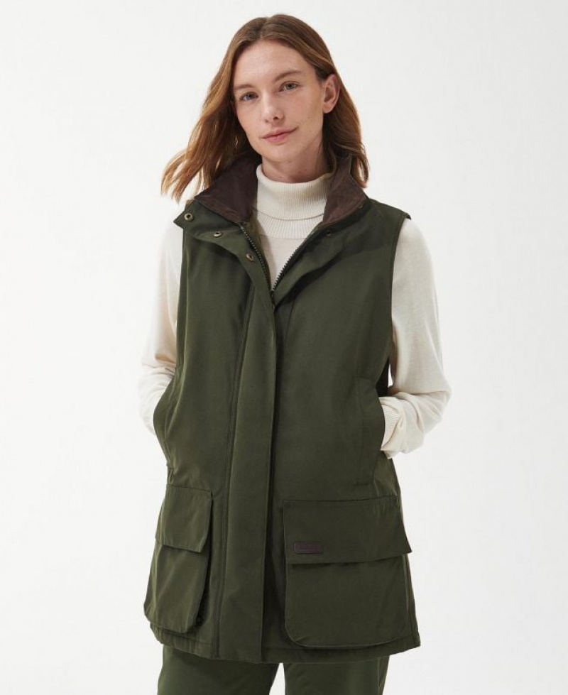 Olive Women Barbour Beaconsfield Vest | US-7452IJDOK