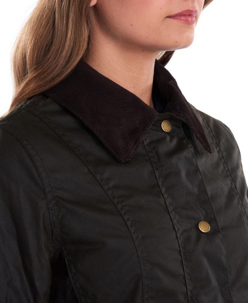 Olive Women Barbour Belsay Waxed Jacket | US-3492MQHAS