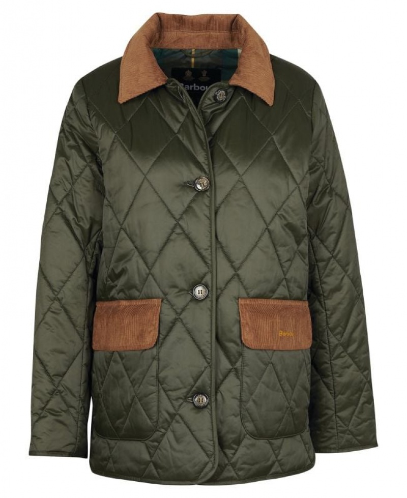 Olive Women Barbour Bragar Quilted Jacket | US-5749FHVAO