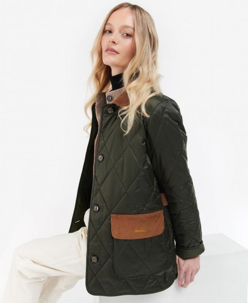 Olive Women Barbour Bragar Quilted Jacket | US-5749FHVAO