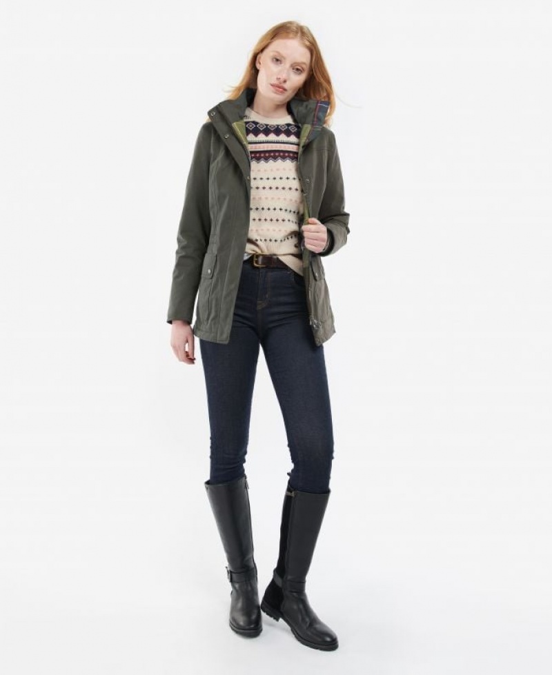 Olive Women Barbour Buttercup Waterproof Jacket | US-1703BAMCU