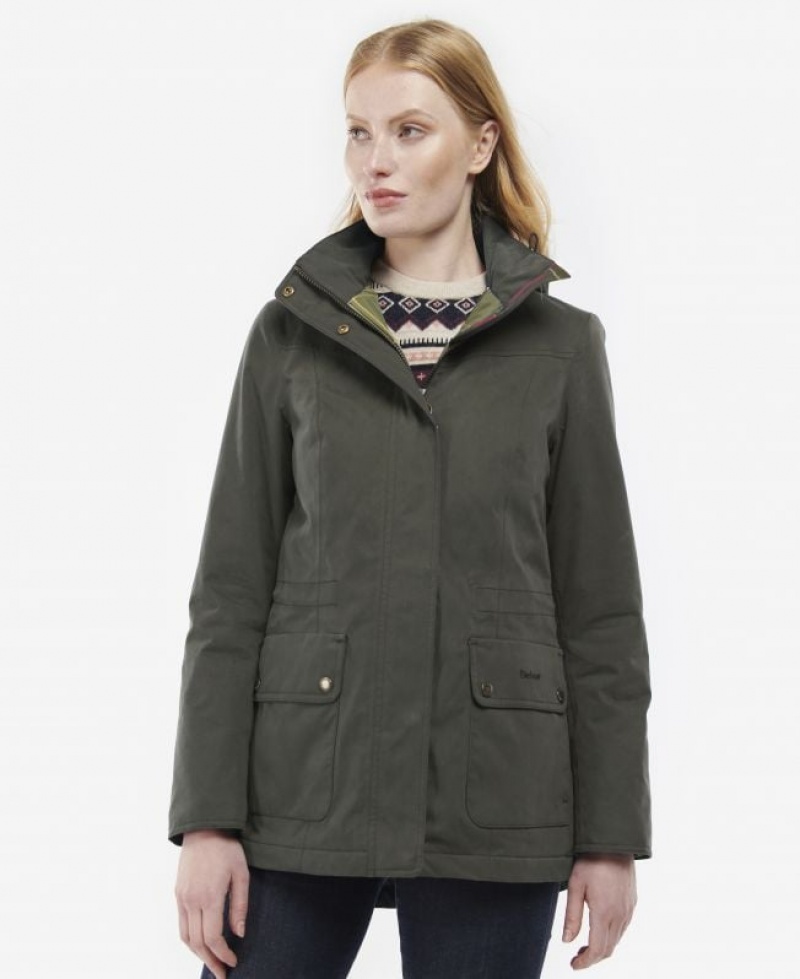 Olive Women Barbour Buttercup Waterproof Jacket | US-1703BAMCU