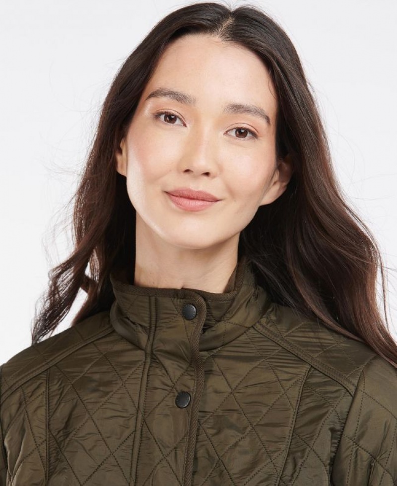 Olive Women Barbour Cavalry Polarquilt Quilted Jacket | US-7452CSUIM