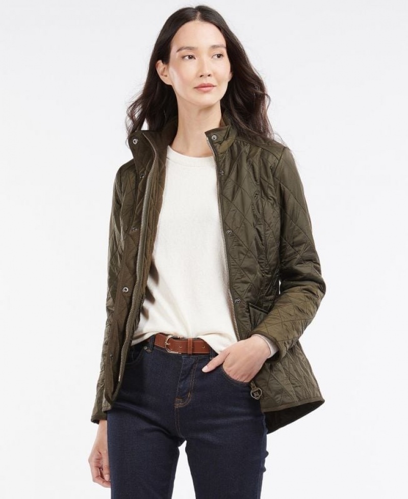 Olive Women Barbour Cavalry Polarquilt Quilted Jacket | US-7452CSUIM