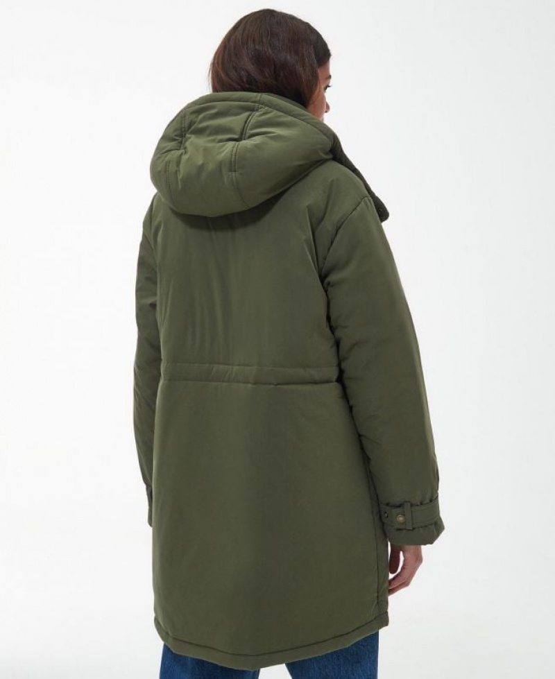 Olive Women Barbour Chesil Rain Jacket | US-4019QOKFT