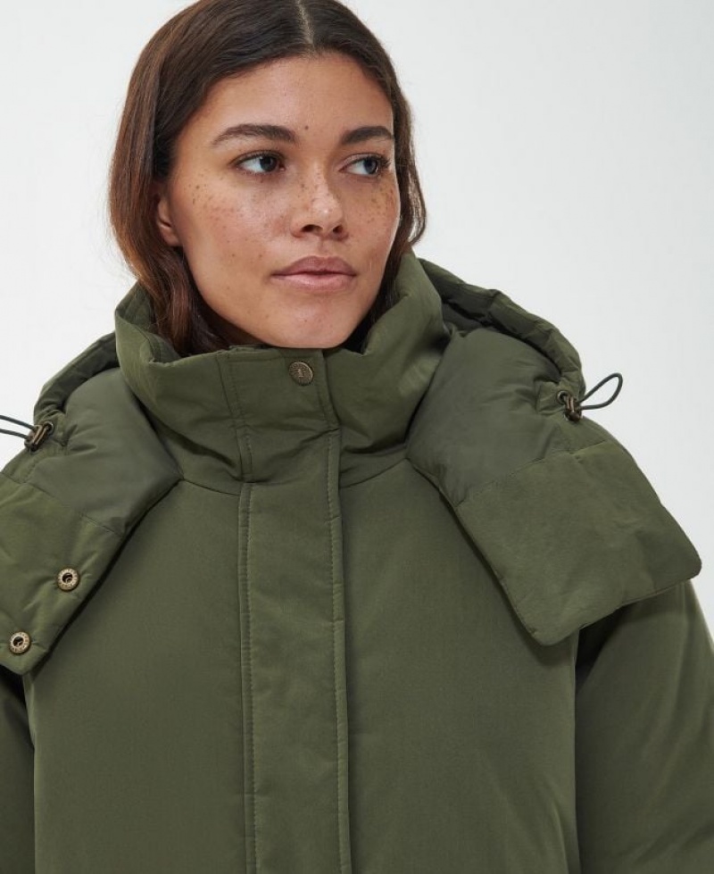 Olive Women Barbour Chesil Rain Jacket | US-4019QOKFT