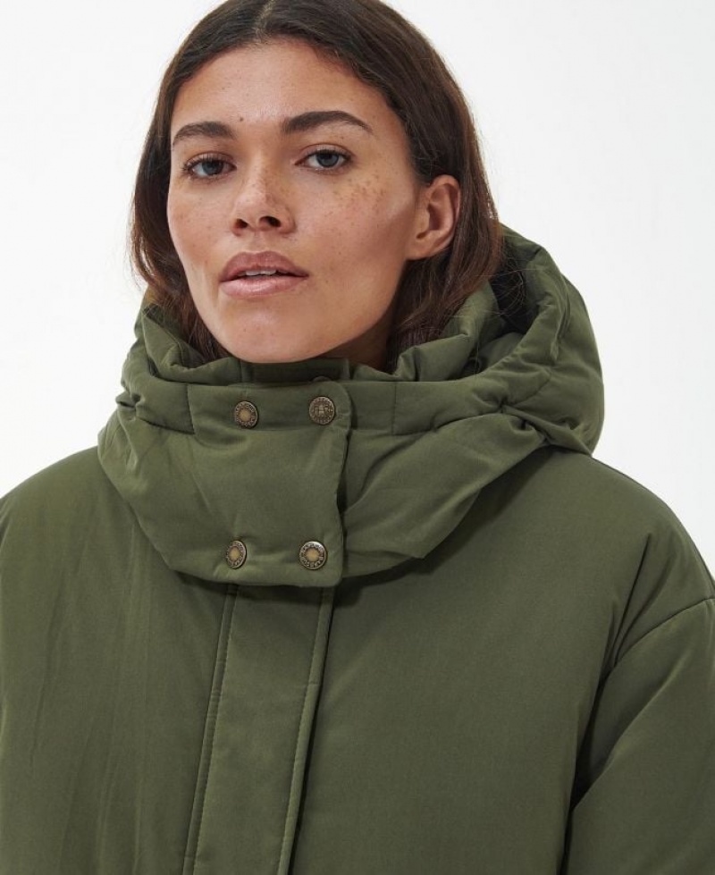 Olive Women Barbour Chesil Rain Jacket | US-4019QOKFT