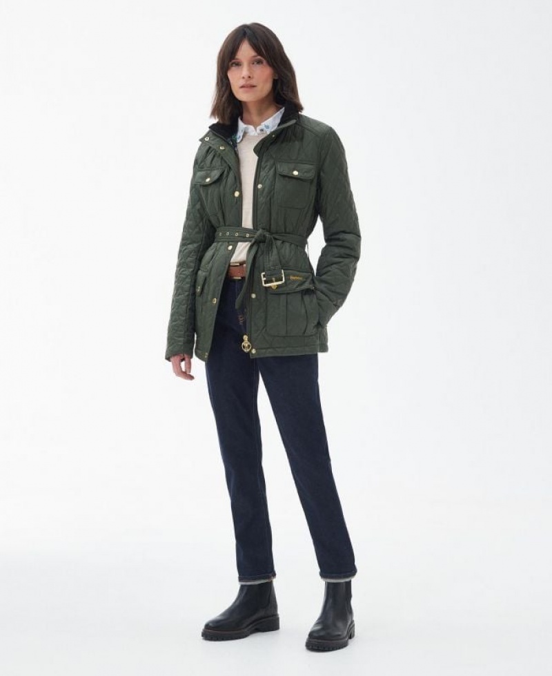 Olive Women Barbour Country Utility Quilted Jacket | US-0361JSRYN