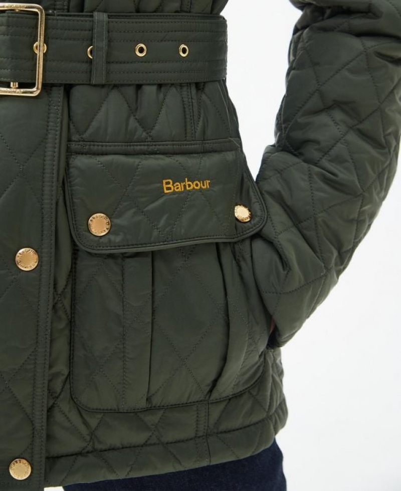 Olive Women Barbour Country Utility Quilted Jacket | US-0361JSRYN