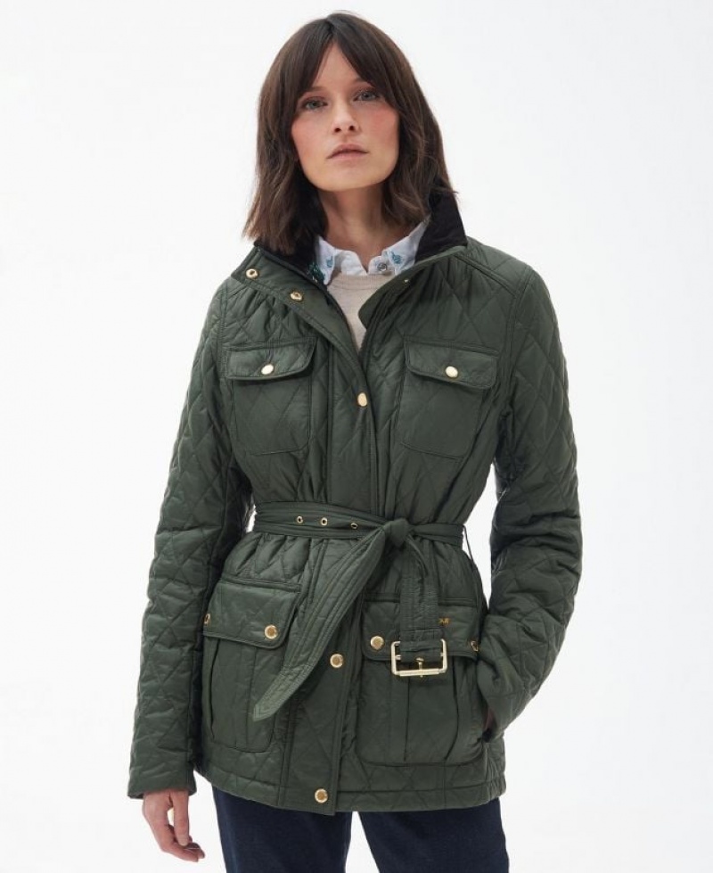 Olive Women Barbour Country Utility Quilted Jacket | US-0361JSRYN