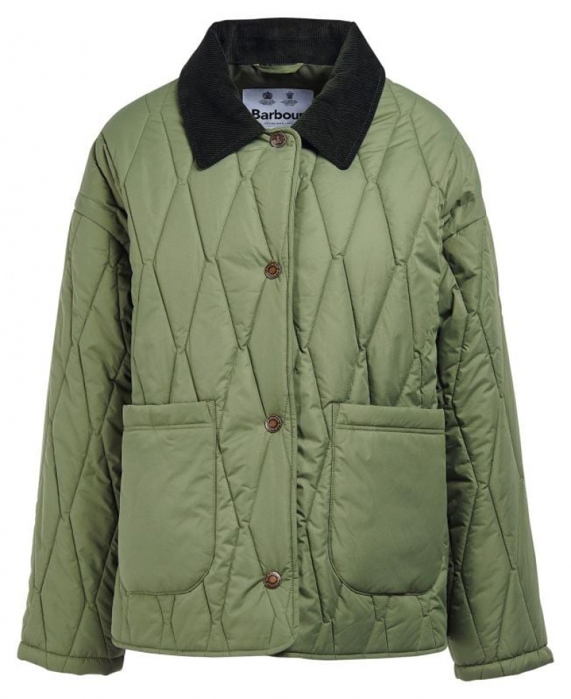 Olive Women Barbour Delphinium Quilted Jacket | US-7062SLIYU