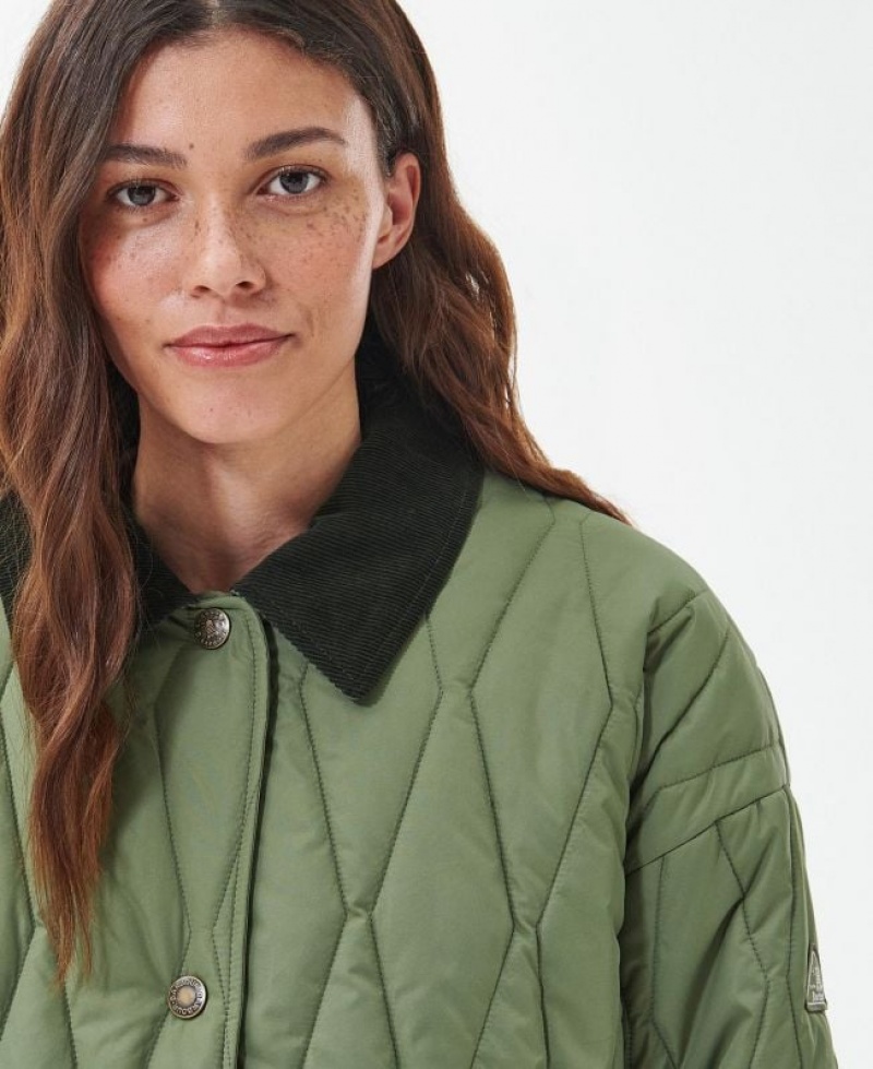 Olive Women Barbour Delphinium Quilted Jacket | US-7062SLIYU