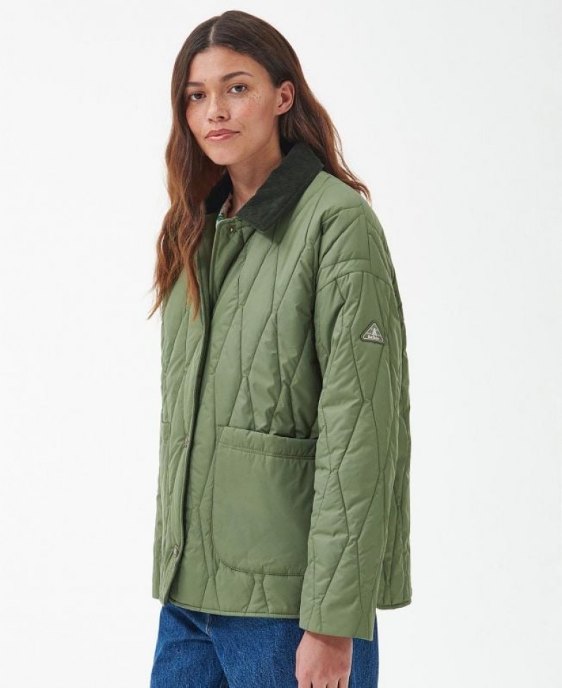 Olive Women Barbour Delphinium Quilted Jacket | US-7062SLIYU