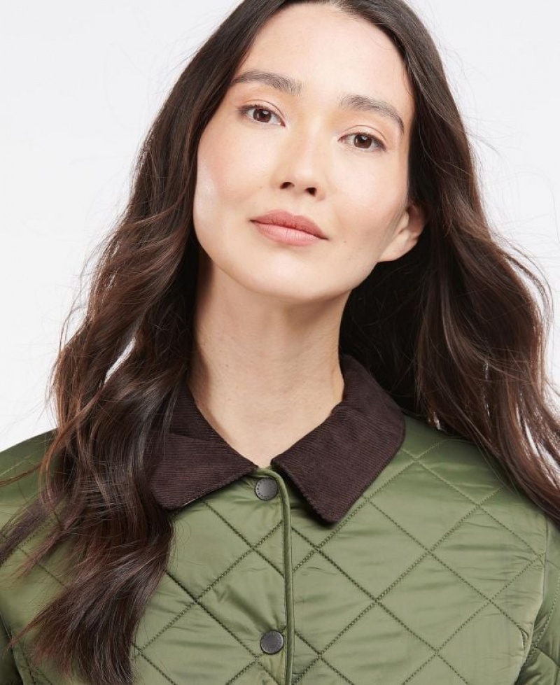 Olive Women Barbour Deveron Polarquilt Quilted Jacket | US-8329JXWZV