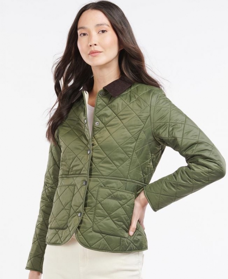 Olive Women Barbour Deveron Polarquilt Quilted Jacket | US-8329JXWZV