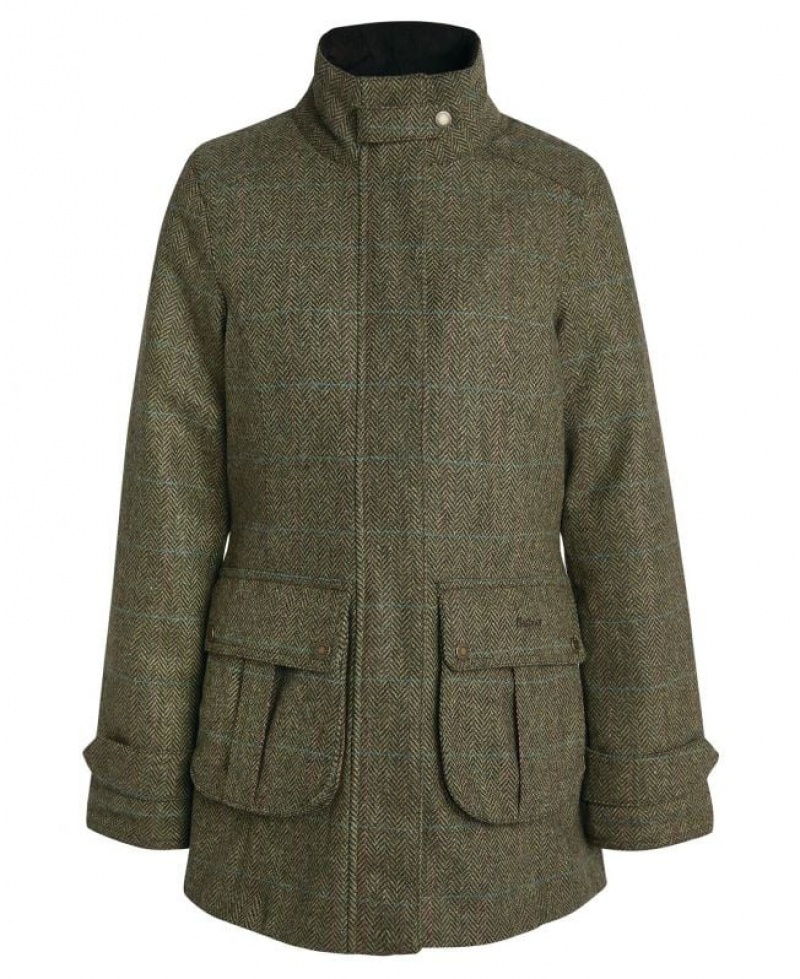 Olive Women Barbour Fairfield Wool Casual Jacket | US-5264PWBJU