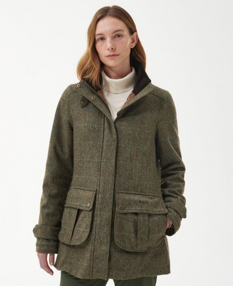 Olive Women Barbour Fairfield Wool Casual Jacket | US-5264PWBJU