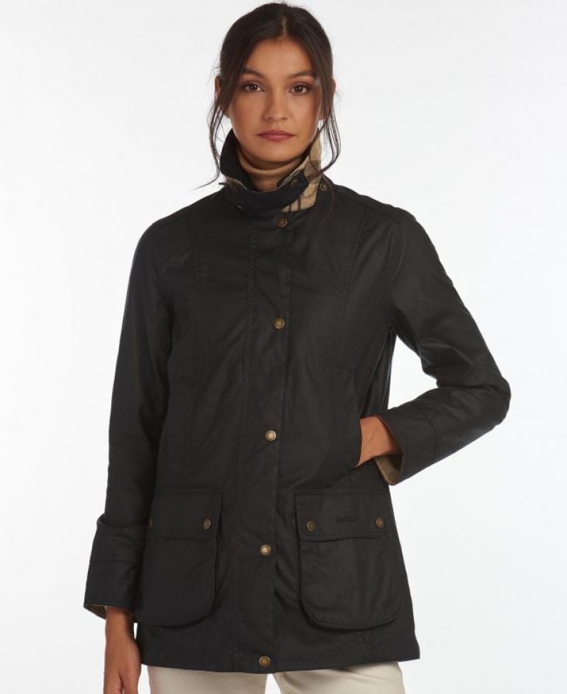 Olive Women Barbour Fiddich Waxed Jacket | US-1257SOCXH