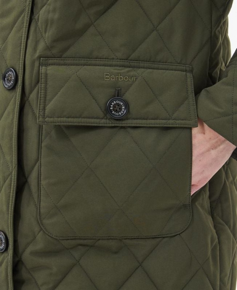 Olive Women Barbour Fox Quilted Jacket | US-9436MWJBK