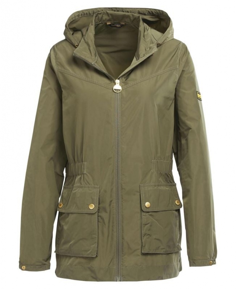 Olive Women Barbour International Atom Rain Jacket | US-9641PYCRA