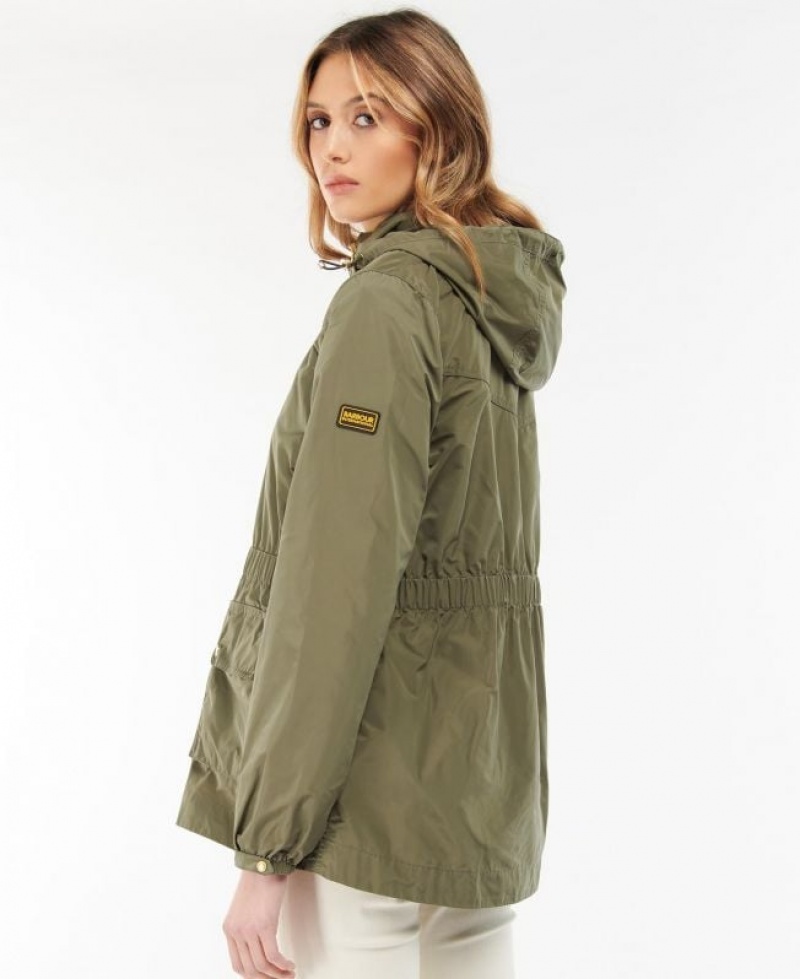 Olive Women Barbour International Atom Rain Jacket | US-9641PYCRA