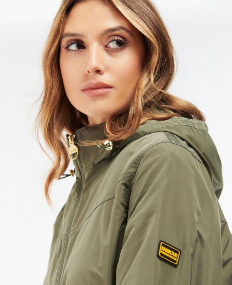 Olive Women Barbour International Atom Rain Jacket | US-9641PYCRA