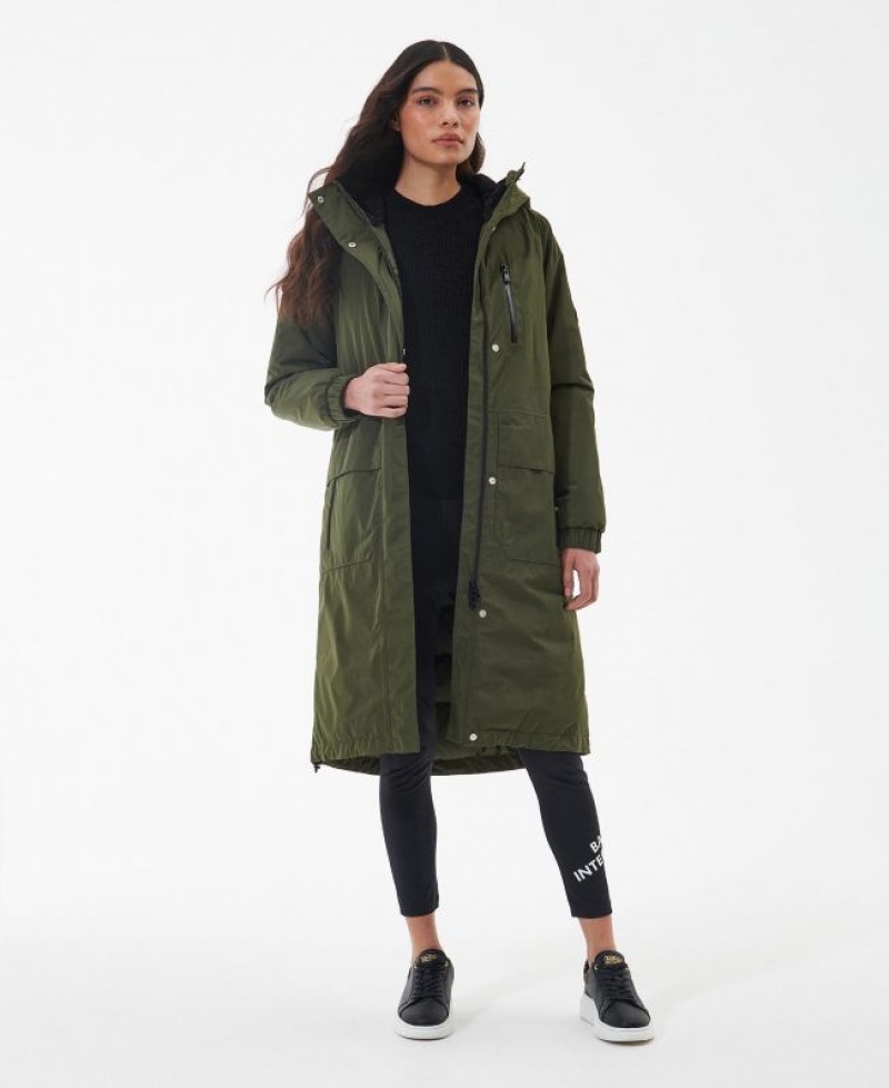 Olive Women Barbour International Giles Waterproof Jacket | US-1967JPKVW