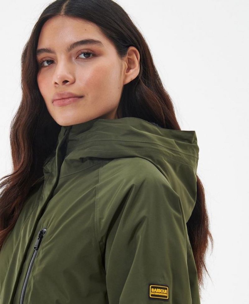 Olive Women Barbour International Giles Waterproof Jacket | US-1967JPKVW