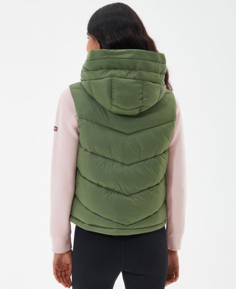 Olive Women Barbour International Halton Vest | US-9352VUDKP