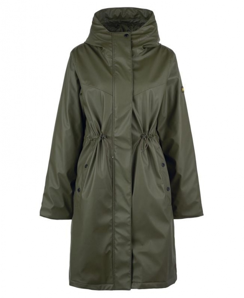 Olive Women Barbour International Peaty Rain Jacket | US-6192HZUQO