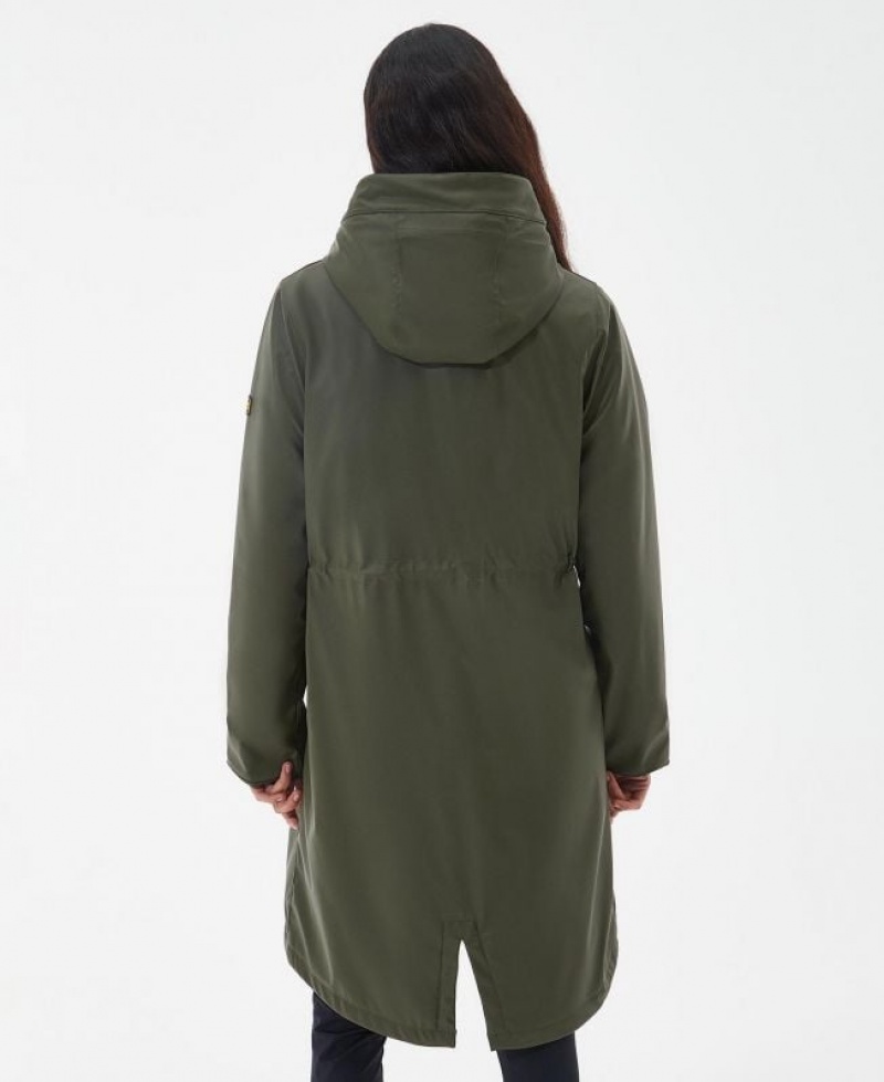 Olive Women Barbour International Peaty Rain Jacket | US-6192HZUQO